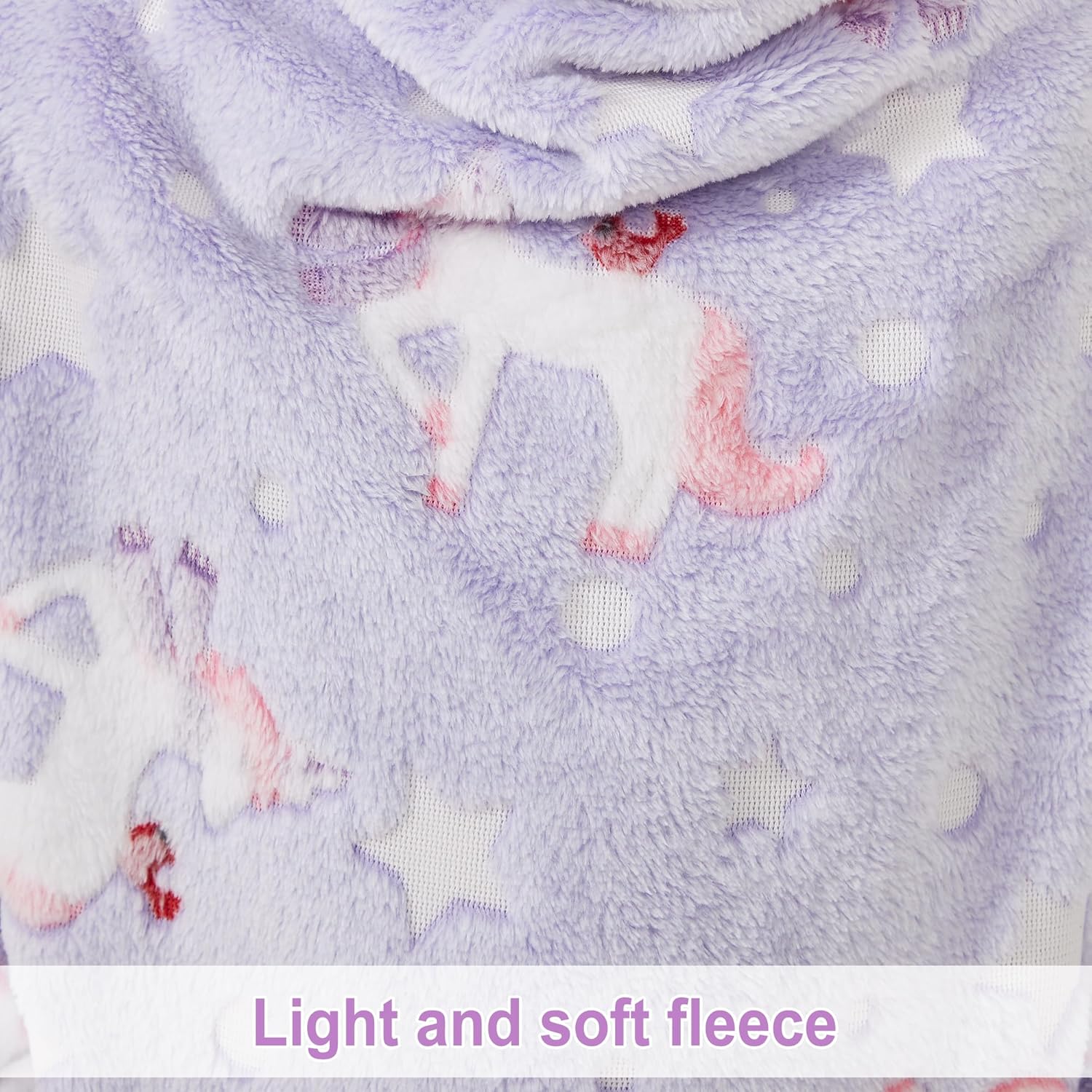 Kids Wearable Fleece Blanket with Sleeves & Foot Pocket for Kids Girls Boys, Lightweight Soft Blanket,Glow in the dark Unicorn