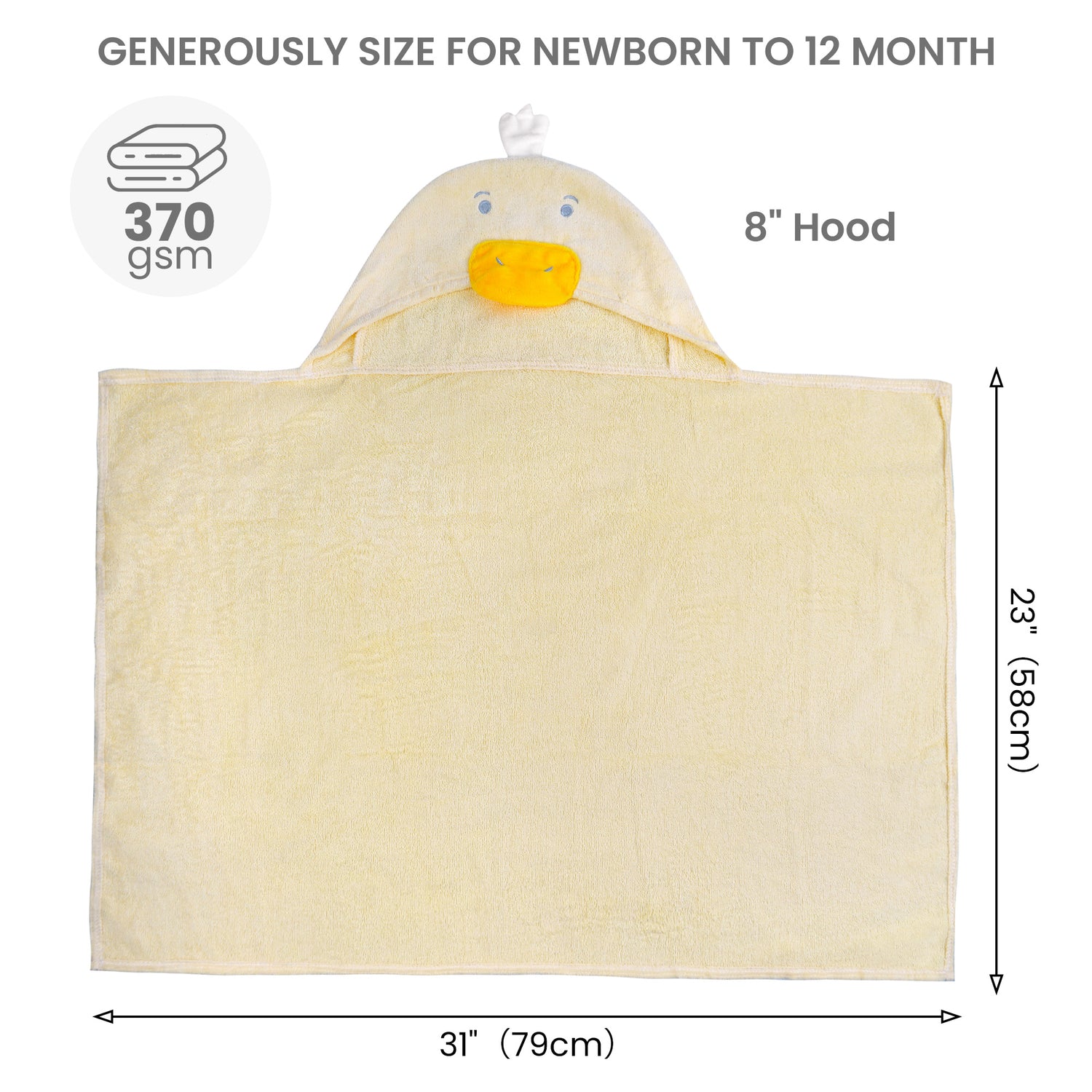 (Dog & Duck) 2 Pack Cotton Hooded Baby Towels, Thick and Absorbent 31" * 23"
