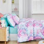 Dark Pink Round Flower comforter set - bedroom view