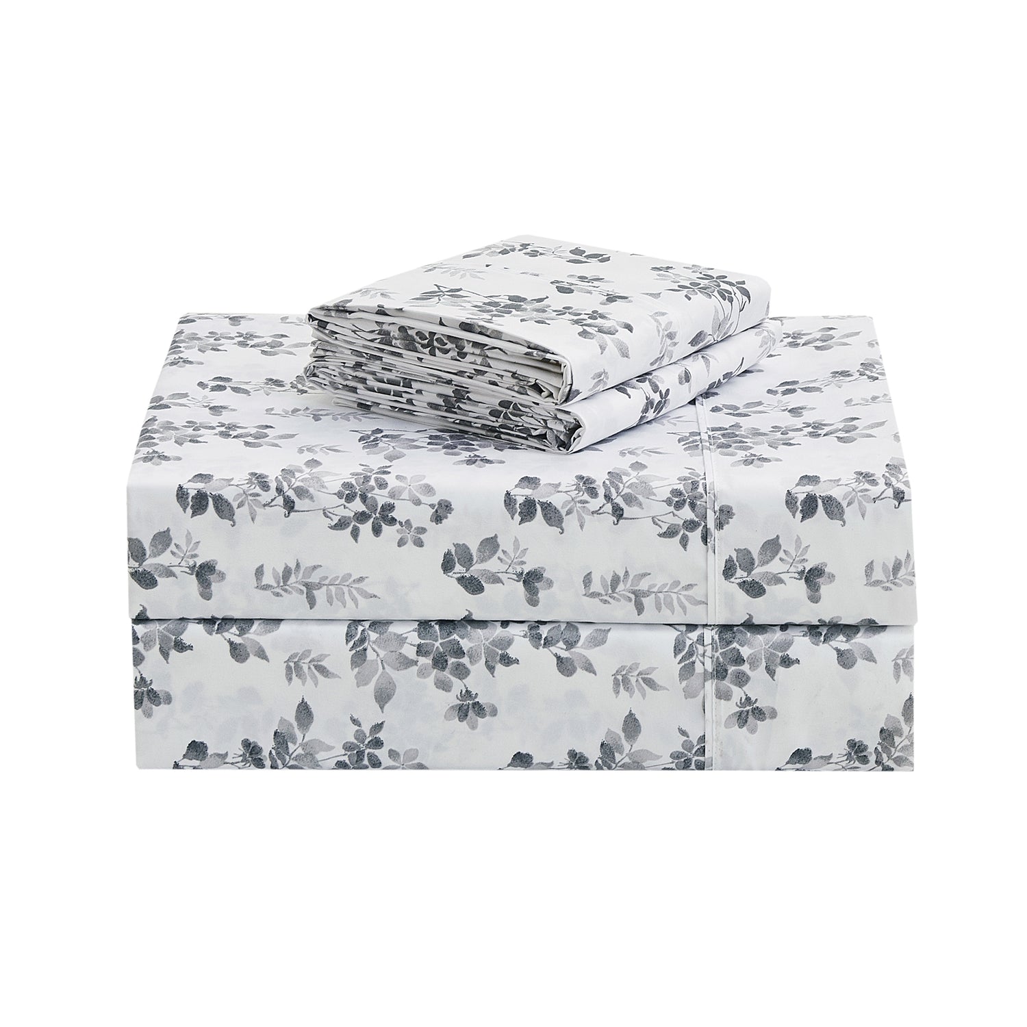 Gradient Grey Small Flowers Bed Sheets Set