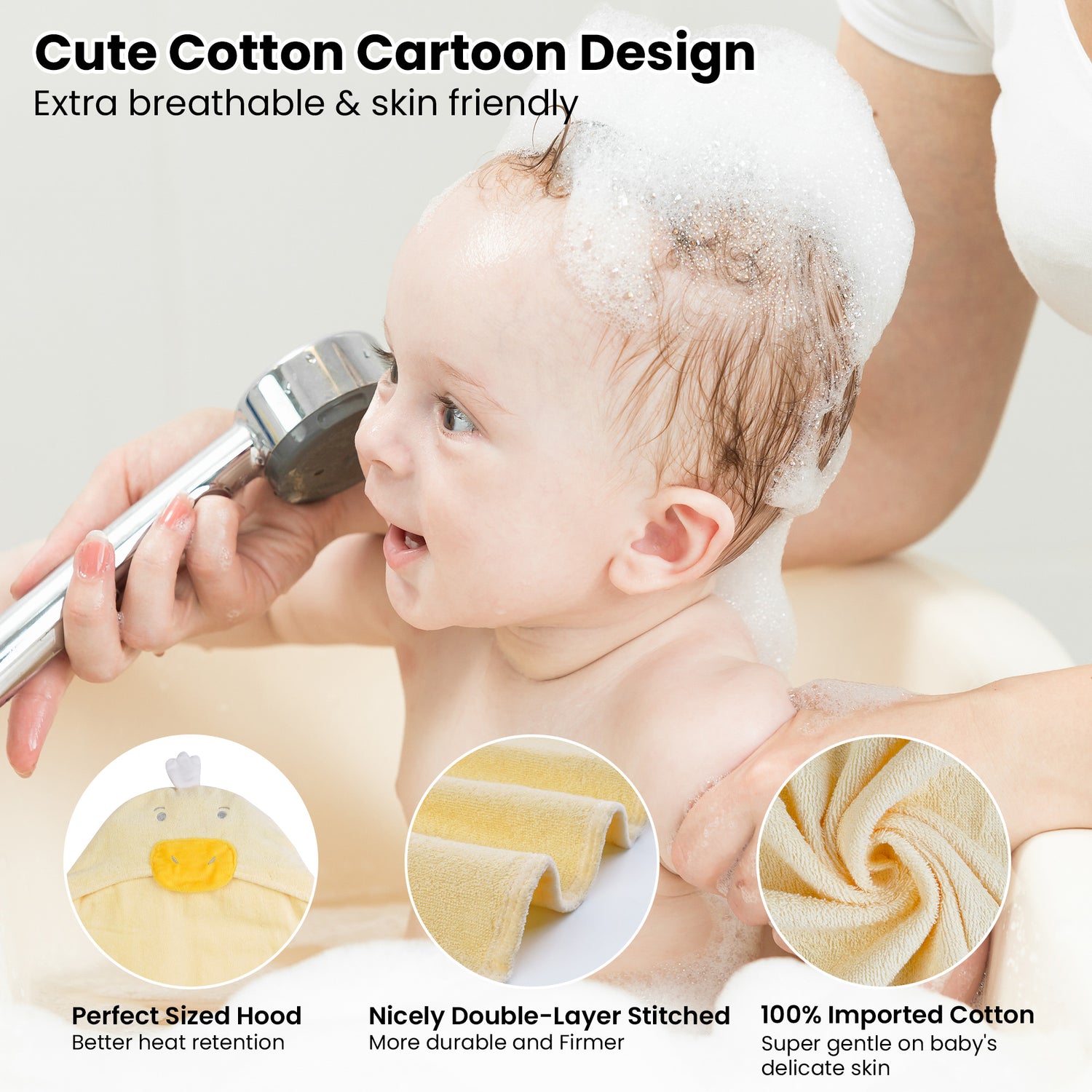 (Dog & Duck) 2 Pack Cotton Hooded Baby Towels, Thick and Absorbent 31" * 23"