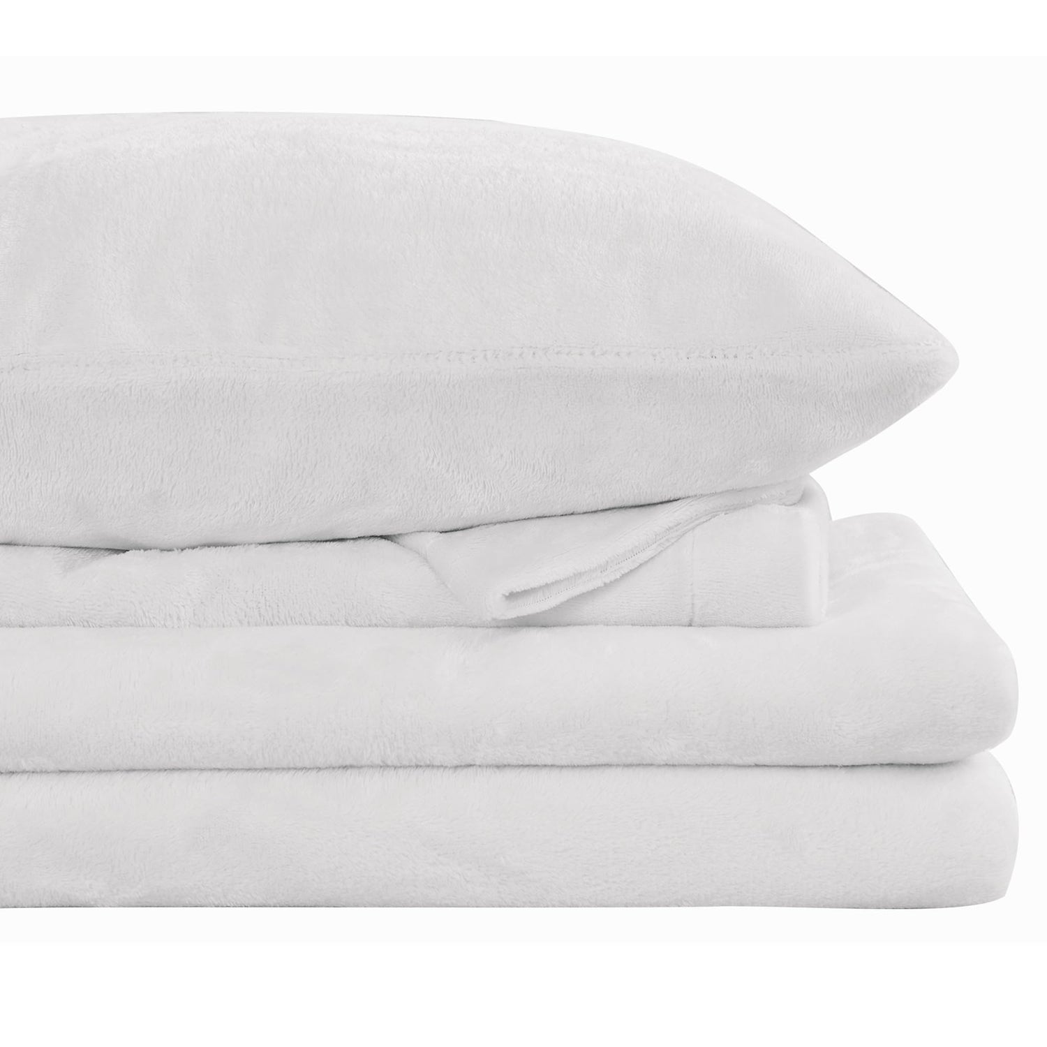 White Printed Micro Fleece Bed Sheet Set