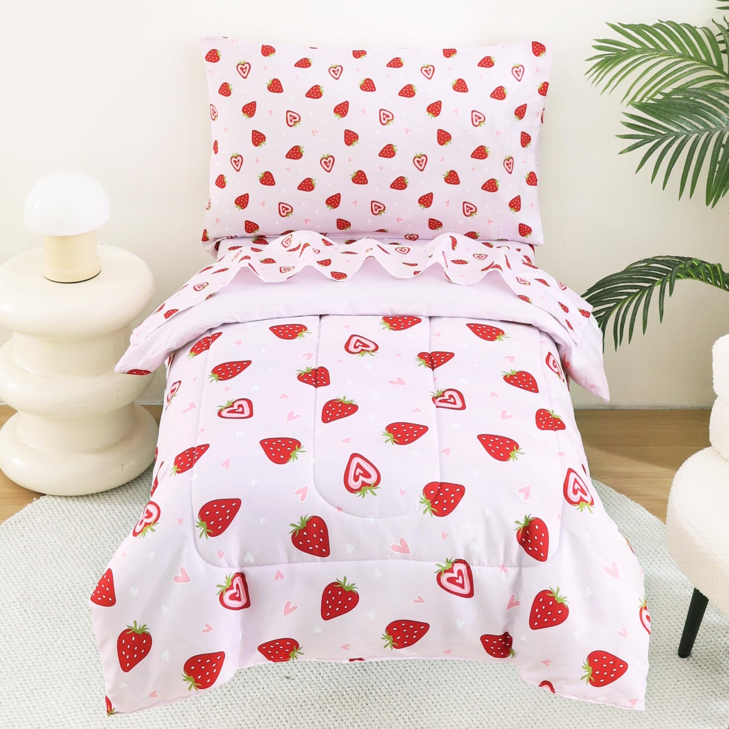 Strawberry Toddler Bedding Set for Girls