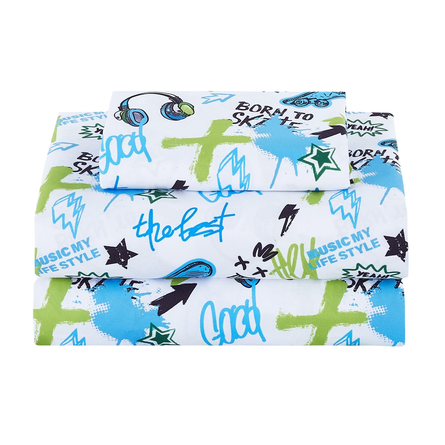 Trendy Skateboard Graffiti Kids Bed Sheet Set