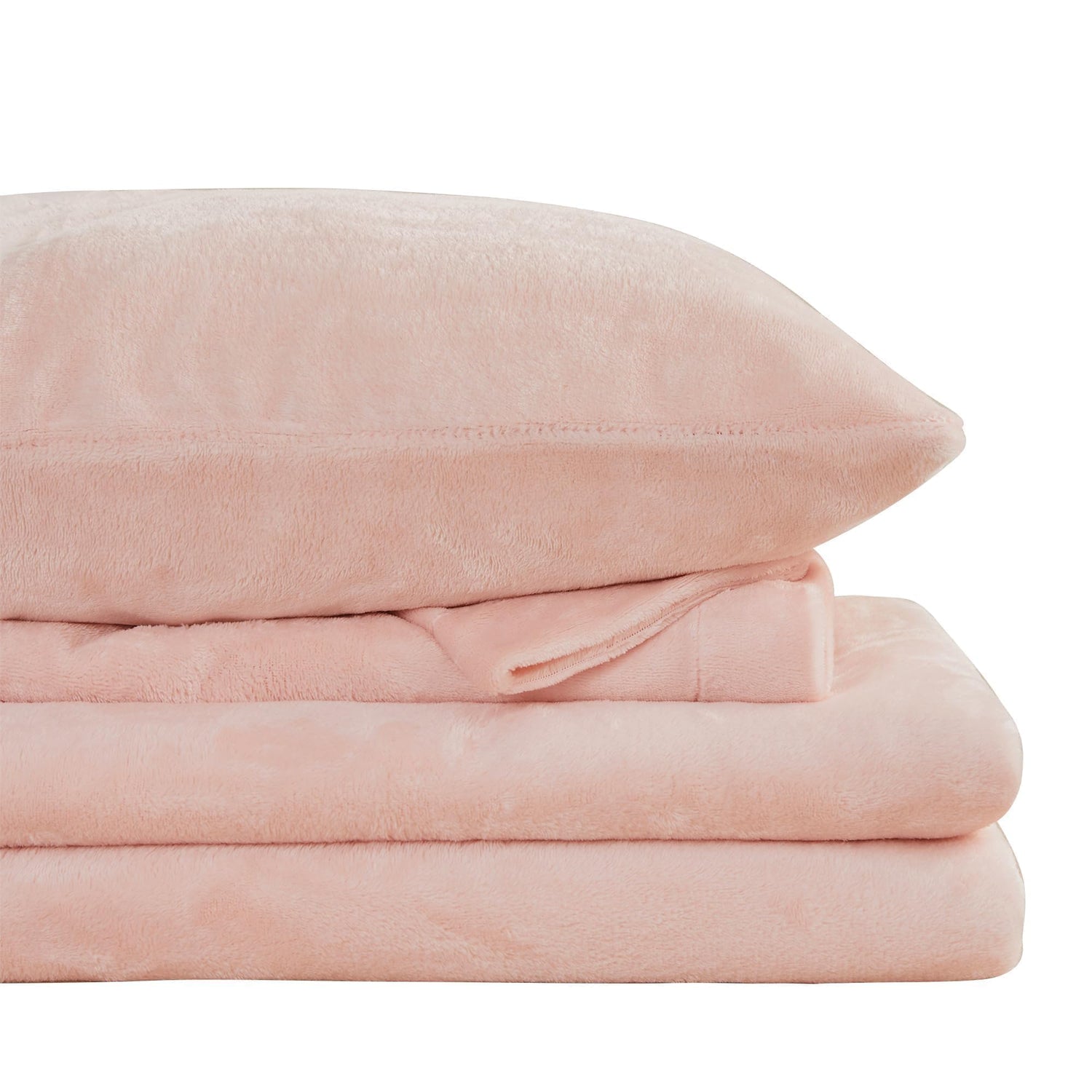 Pink Printed Micro Fleece Bed Sheet Set