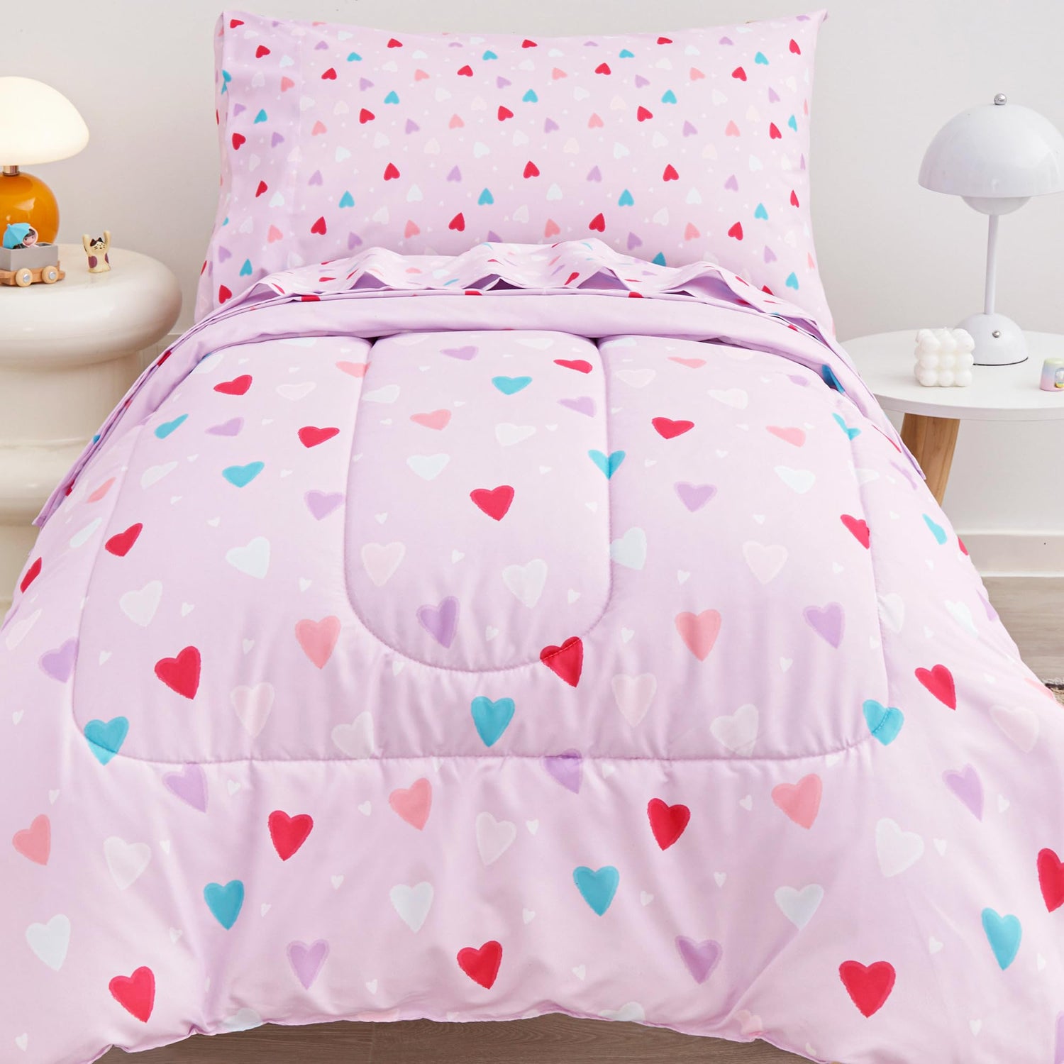 Purple Heart Toddler Comforter Set– 4 Piece