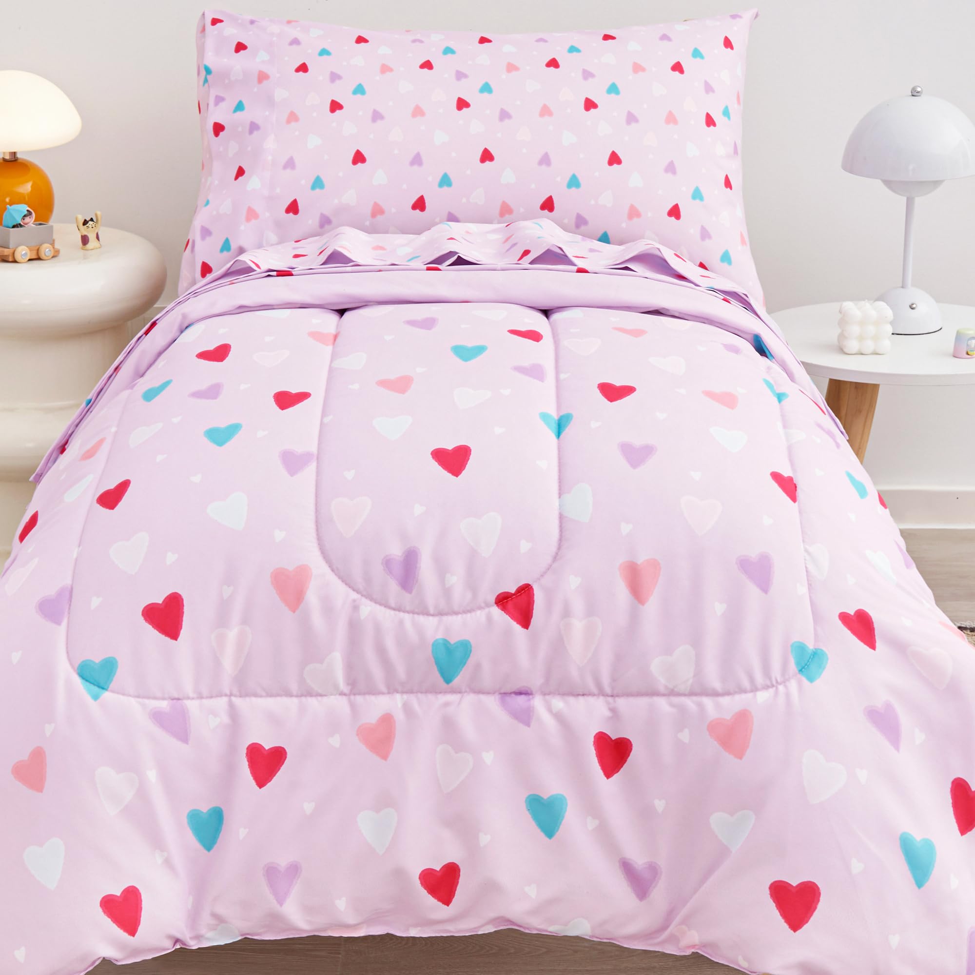 Purple Heart Toddler Comforter Set– 4 Piece
