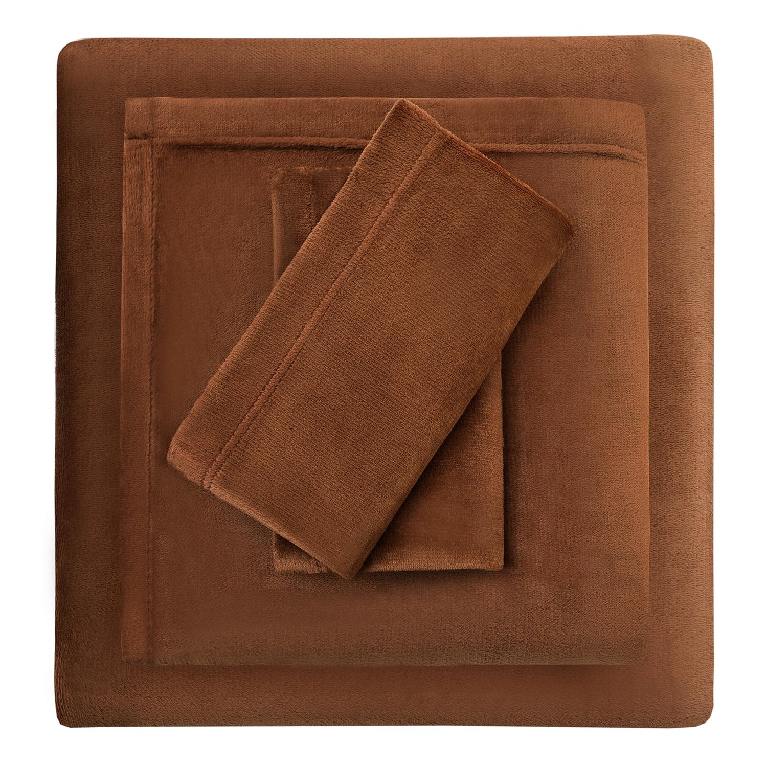 Maillard Brown Printed Micro Fleece Bed Sheet Set