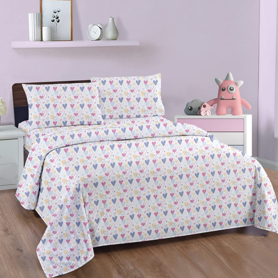 Sweet Heart Fiesta Kids Bed Sheet Set Deep Pocket Double Brushed Microfiber