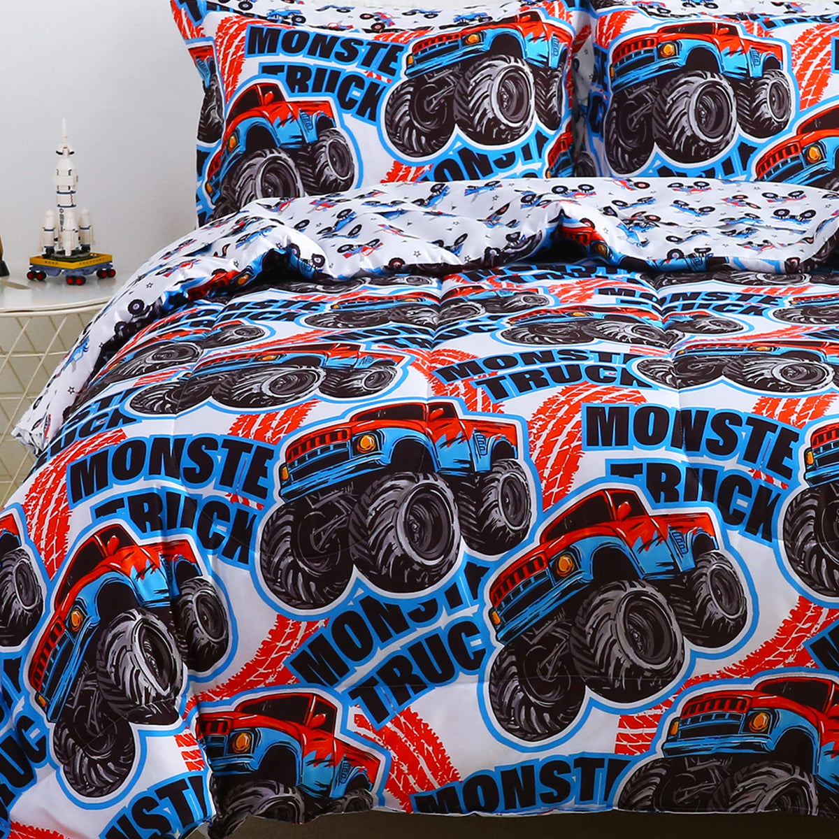Monster Truck Kids Comforter Sets– 5 or 7 Piece Options