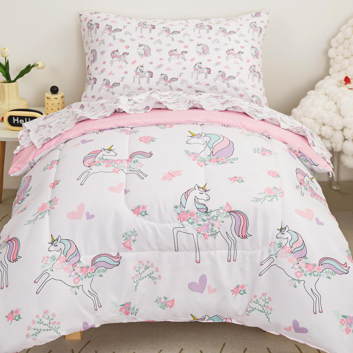 Unicorn 4-Piece Toddler Comforter Set