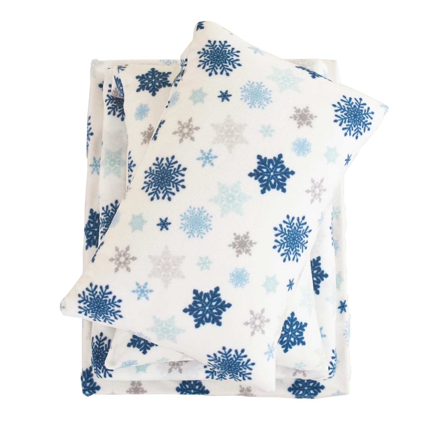 Snowflake Printed Micro Fleece Bed Sheet Set