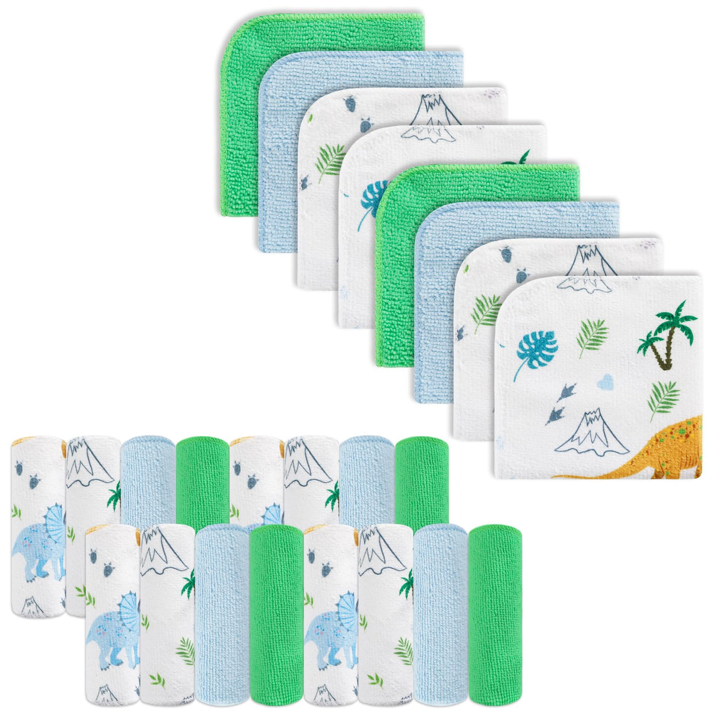 Dinosaurs Trees 9x9 Baby Washcloths