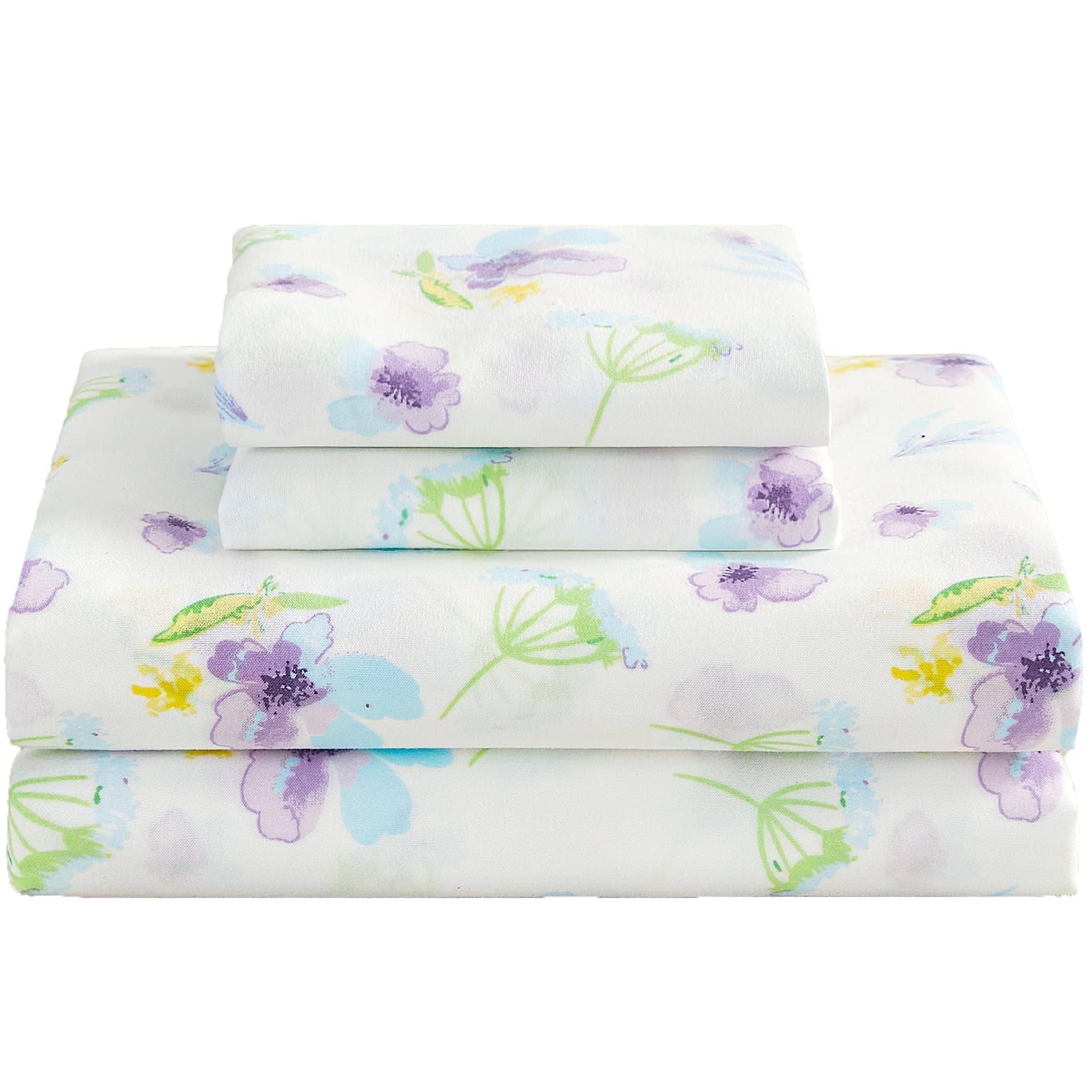4 Piece Vintage Blue Dandelion Patterned Bed Sheets Set