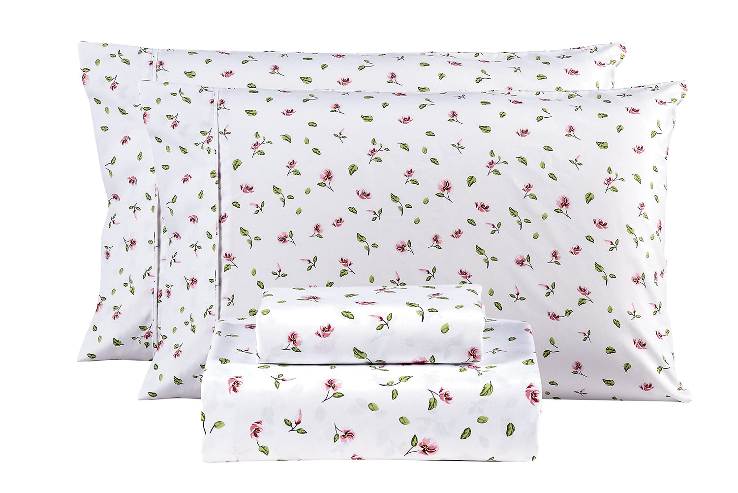4 Piece Pink Floral Patterned Bed Sheets Set