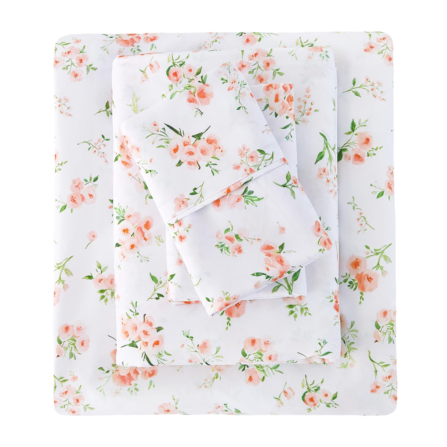 4 Piece Vintage Pink Flower Patterned Bed Sheets Set