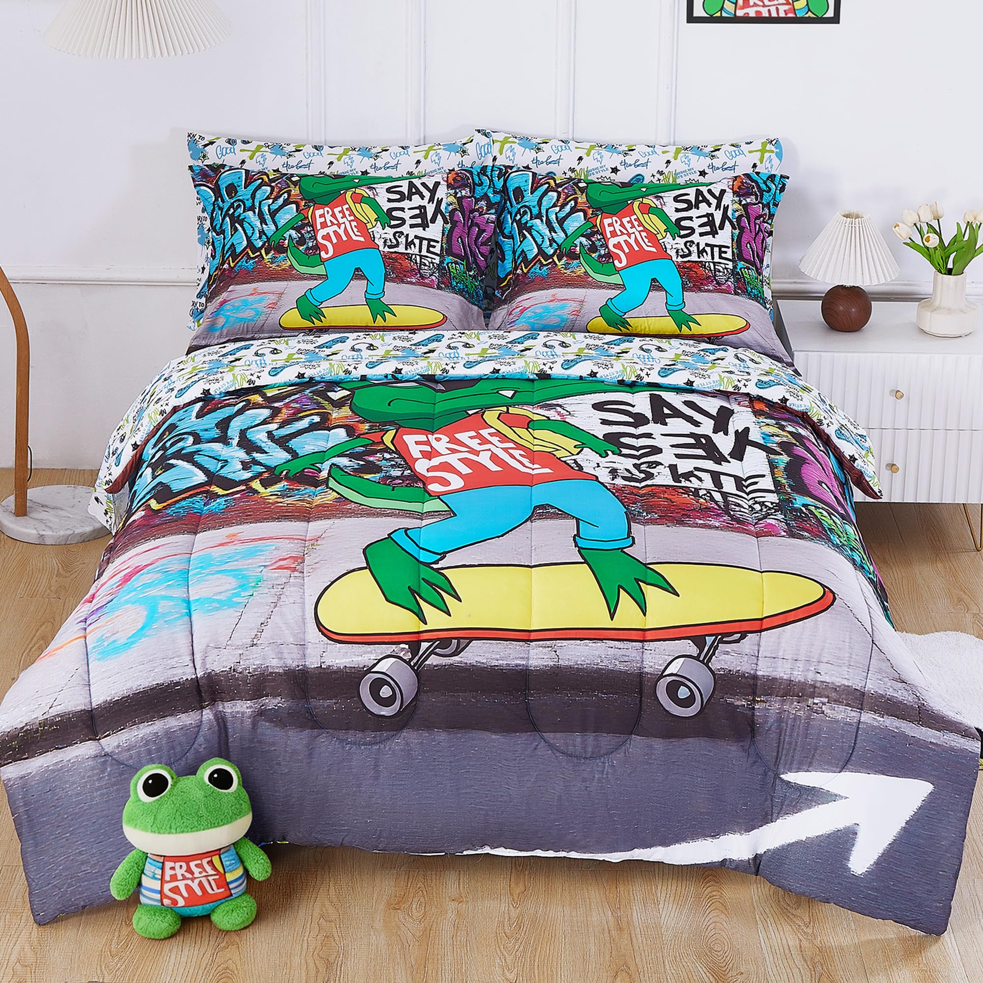 Cool Croc Skateboarder Kids Comforter Sets– 5 or 7 Piece Options