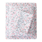 4 Piece Red Small Flower Patterned Bed Sheets Set