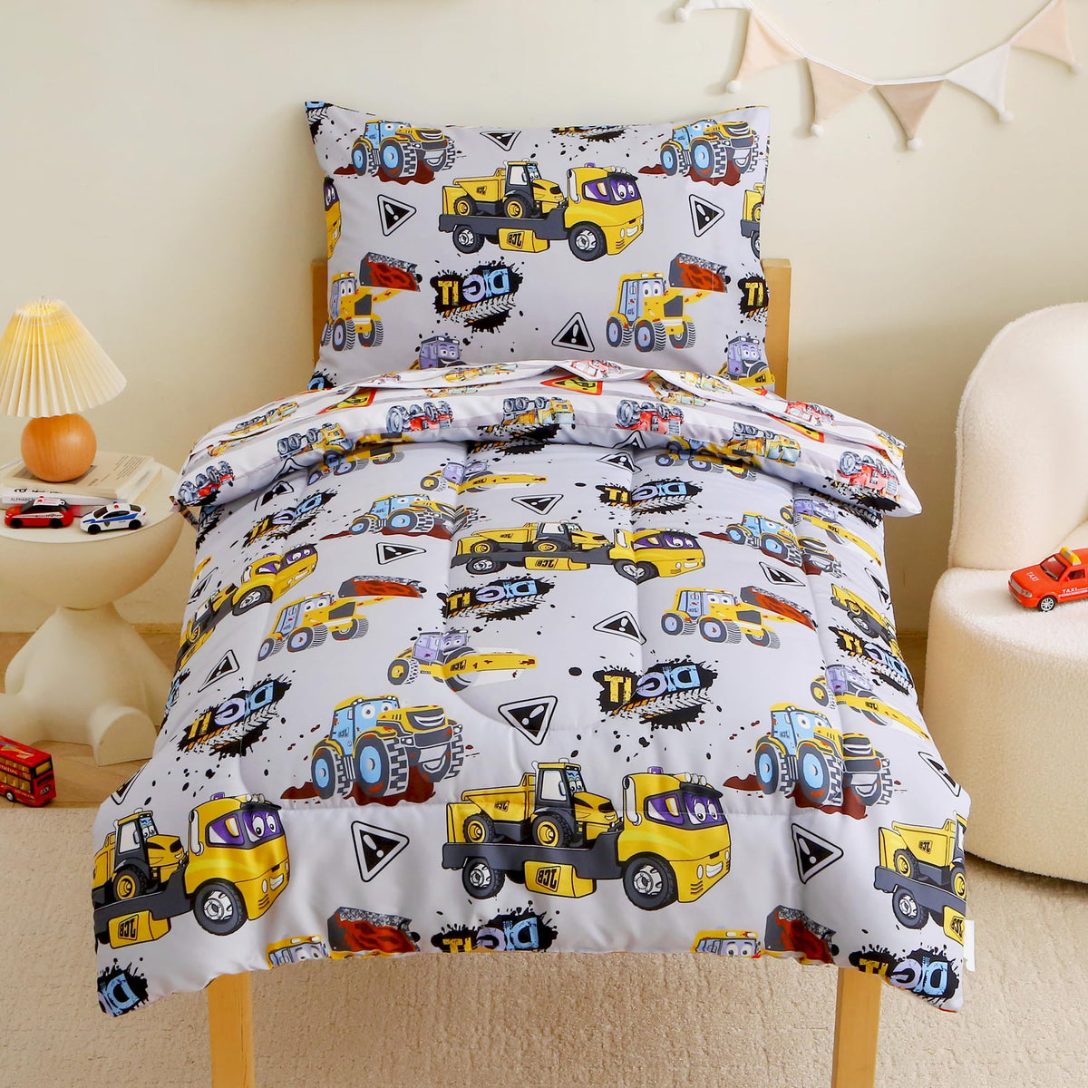 Heavy-Duty Vehicles Toddler Comforter Set– 4 Piece