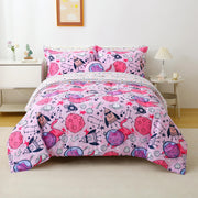 Pink Space Cat Comforter Sets for Kids– 6 or 8 Piece Options