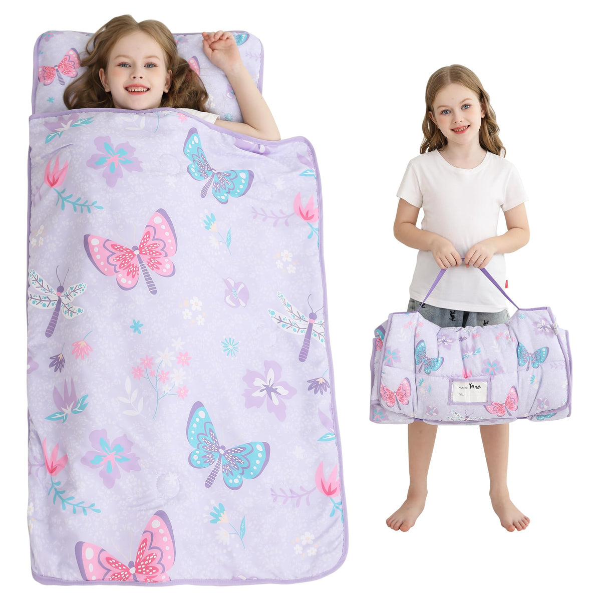 Butterfly Toddler Nap Mat with Pillow & Blanket