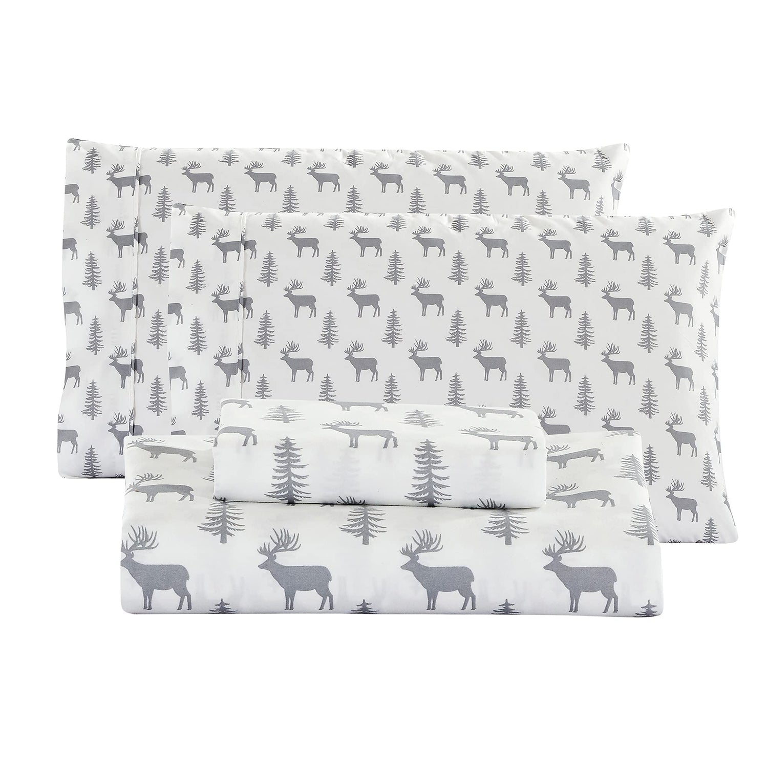 4 Piece Deer Patterned Bed Sheets Set