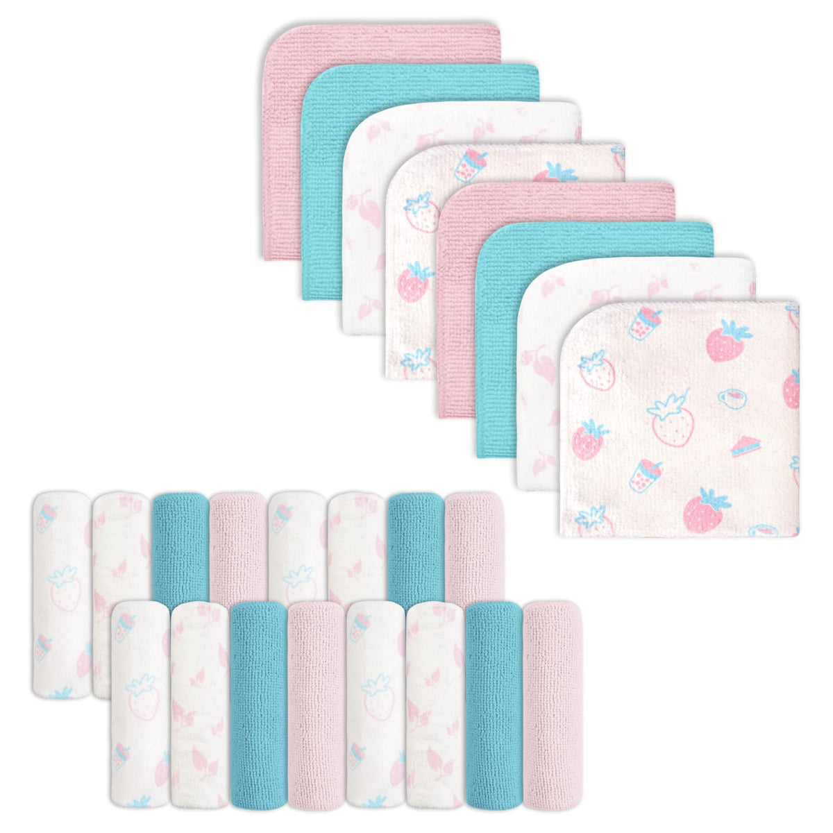 Strawberries 9x9 Baby Washcloths