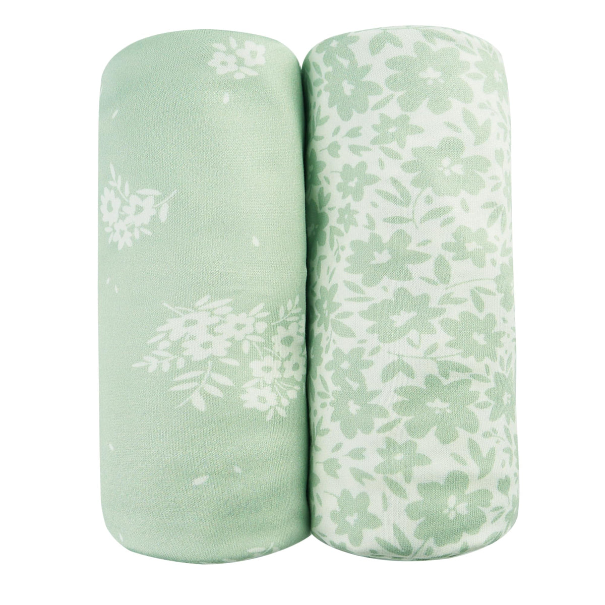Green Flowers 2-Pack Jersey Swaddle Blankets, 40 x 30 in