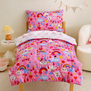 Pink Rainbow Cloud Toddler Comforter Set– 4 Piece