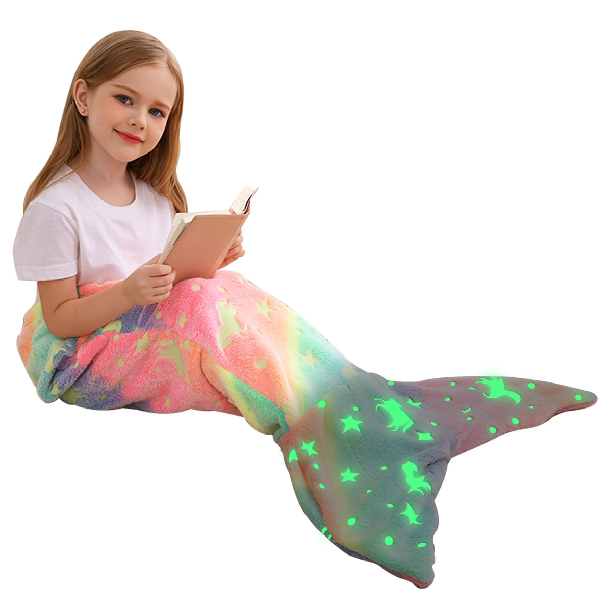 Multicolor Unicorn Kids Mermaid Tail Blanket