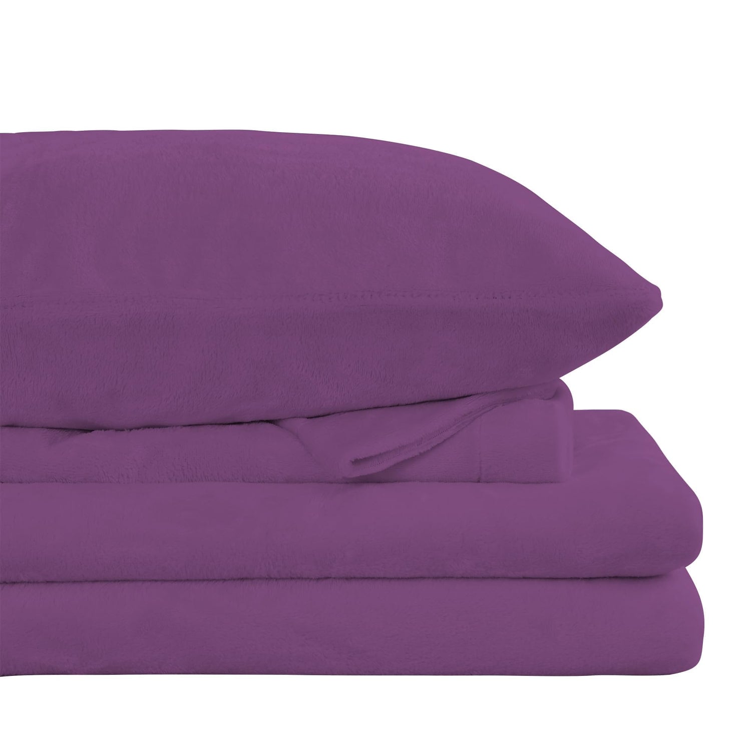 Purple Printed Micro Fleece Bed Sheet Set