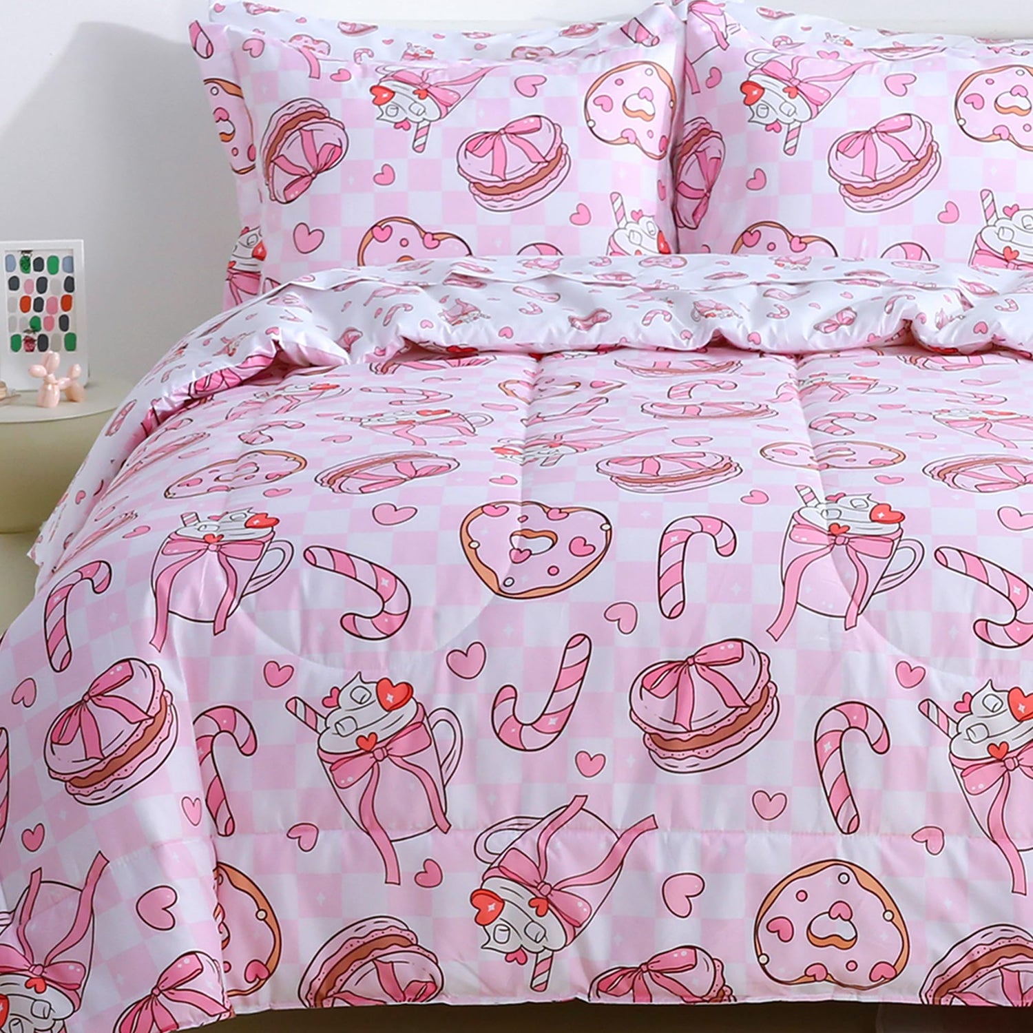 Pink Dessert Cake Kids Comforter Sets for Girls
