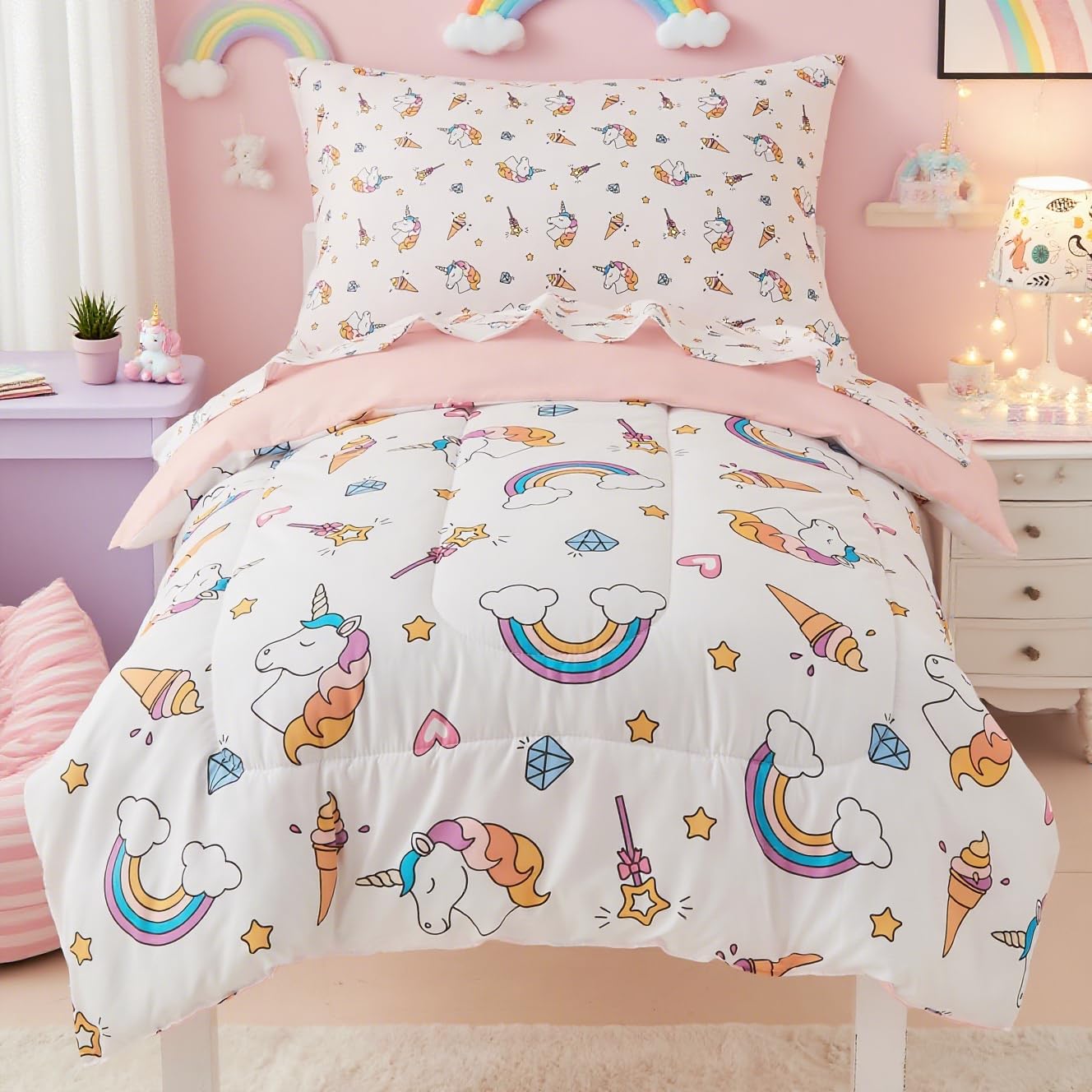 Unicorn Rainbow 4 Pieces Toddler Bedding Set
