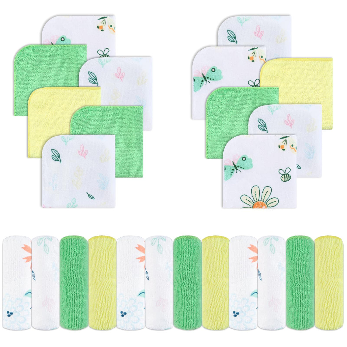 Green-butterfly 9x9 Baby Washcloths