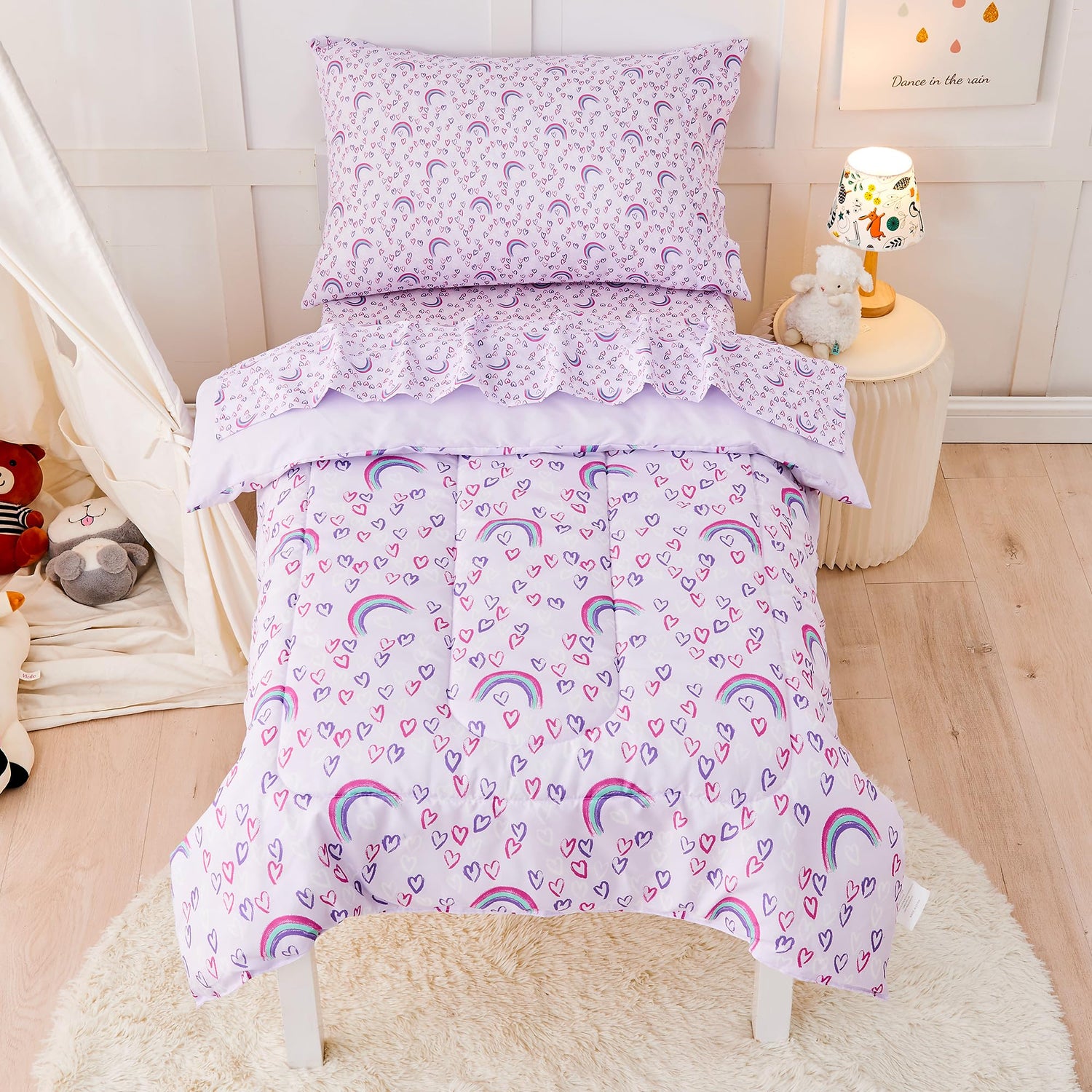 Purple Rainbow Toddler Bedding Set for Girls