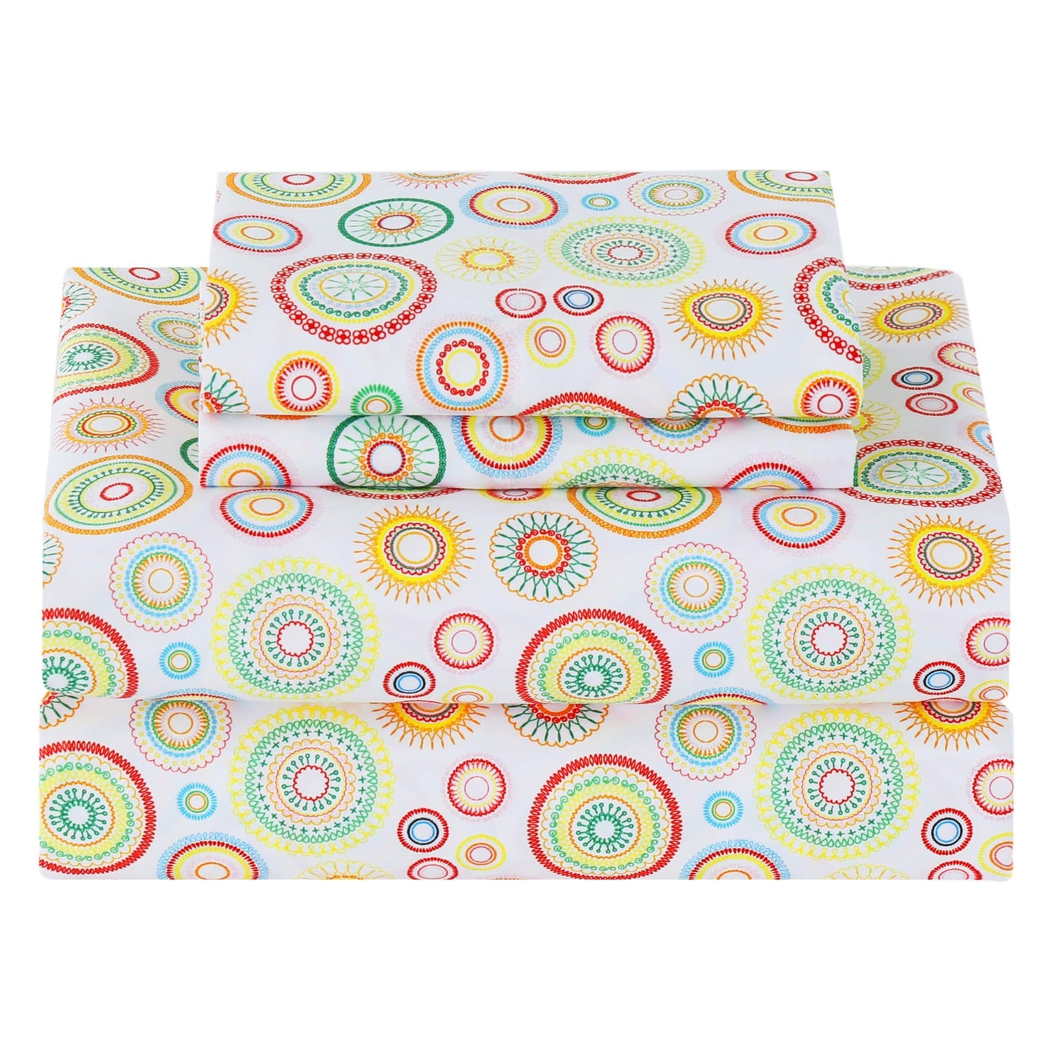 4 Piece Vintage Colorful Mandala Patterned Bed Sheets Set