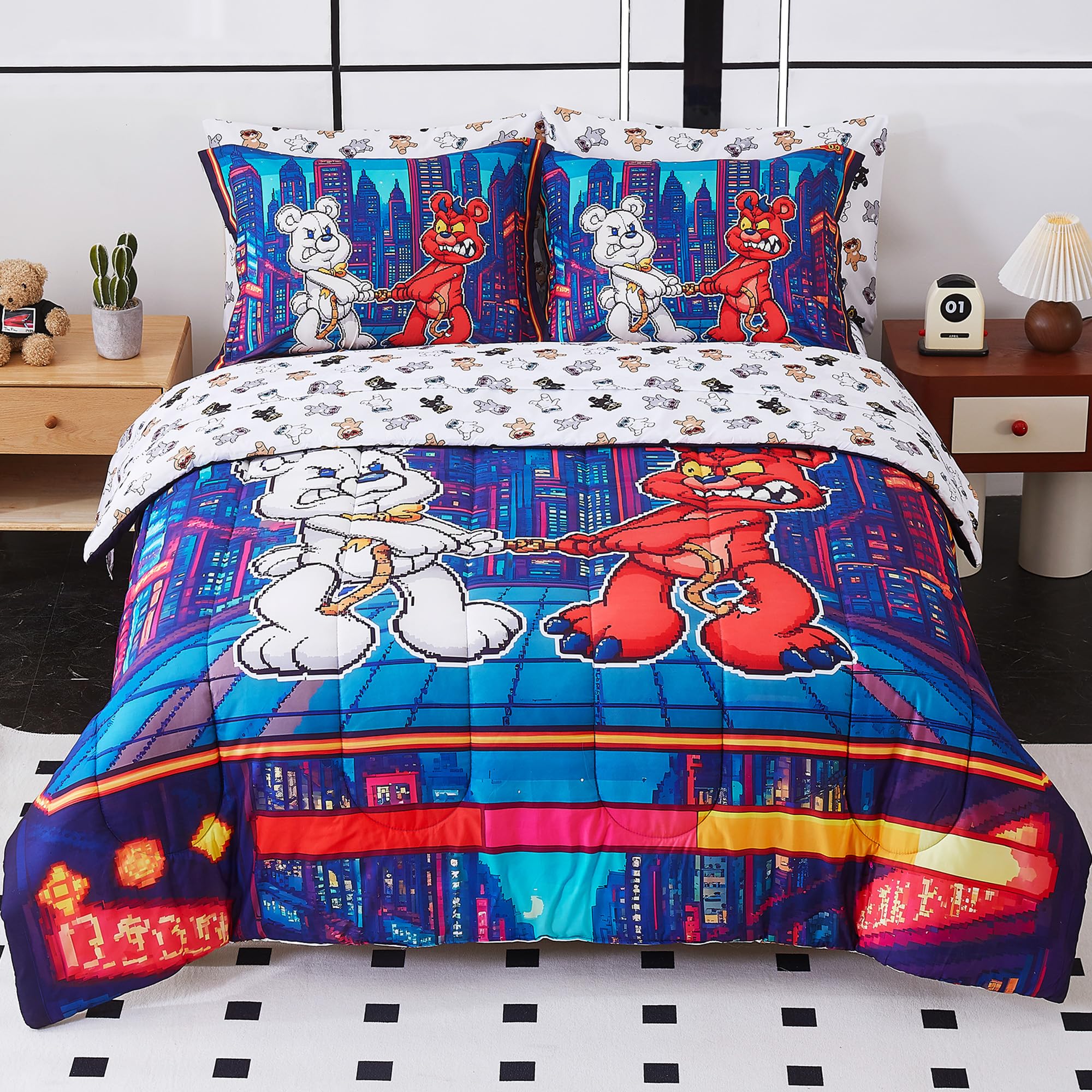 Retro Arcade Game Kids Comforter Sets– 5 or 7 Piece Options