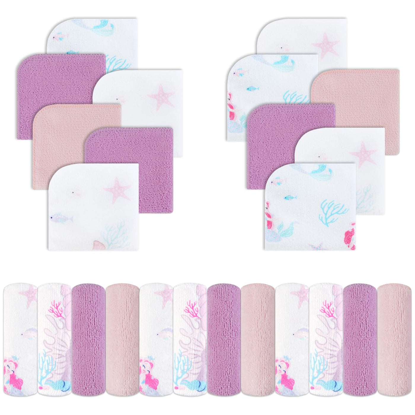 Pink-mermaid 9x9 Baby Washcloths