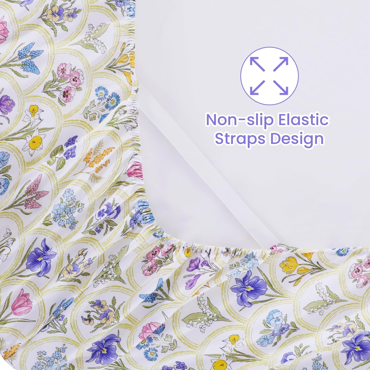 4 Piece Vintage Fan-shaped Flower Patterned Bed Sheets Set