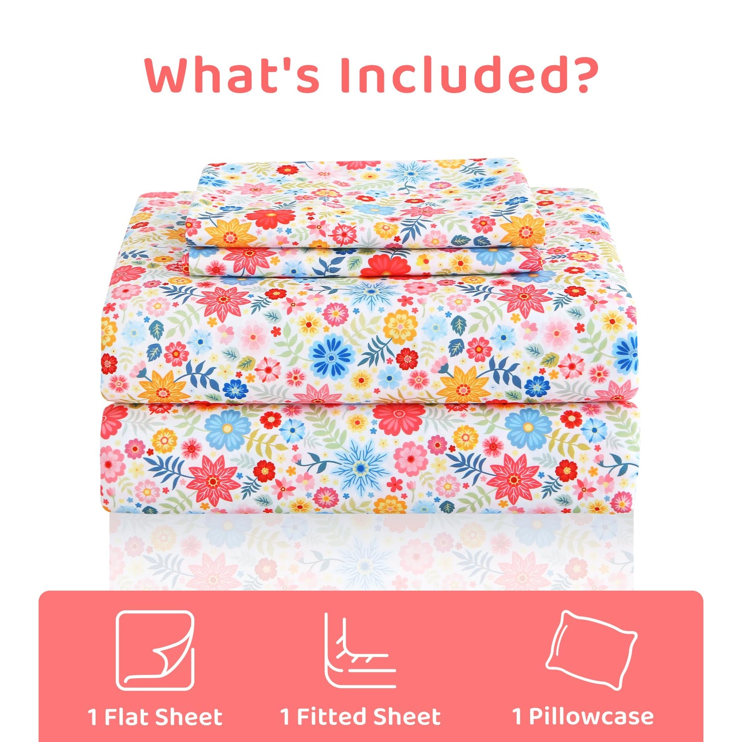 Colorful Flower Custers Patterned Bed Sheets Set
