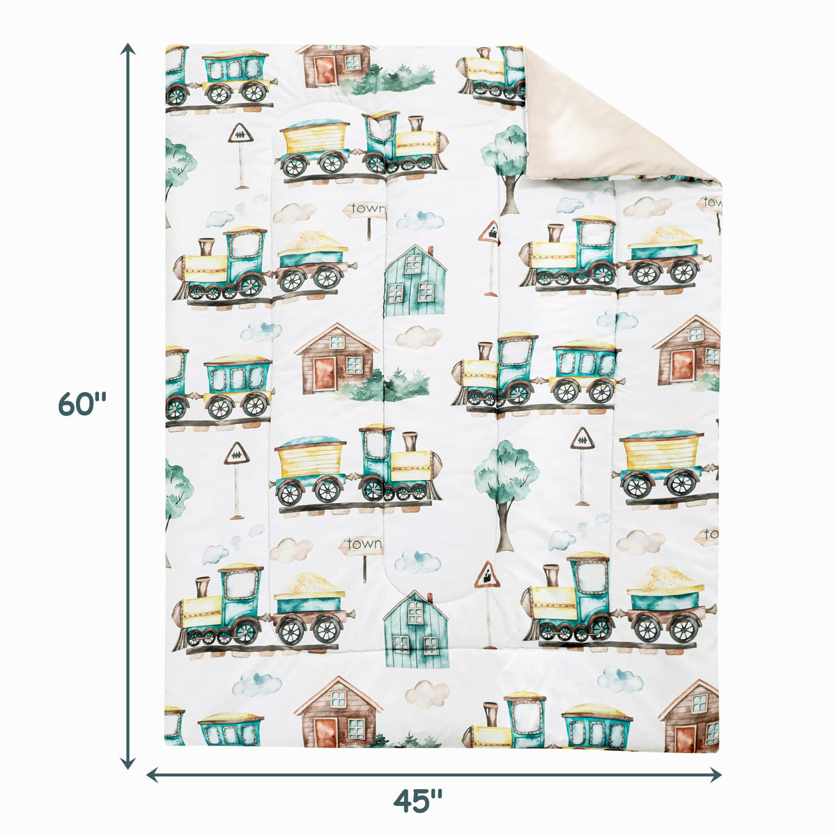 Country Train Town Toddler Comforter Set– 4 Piece