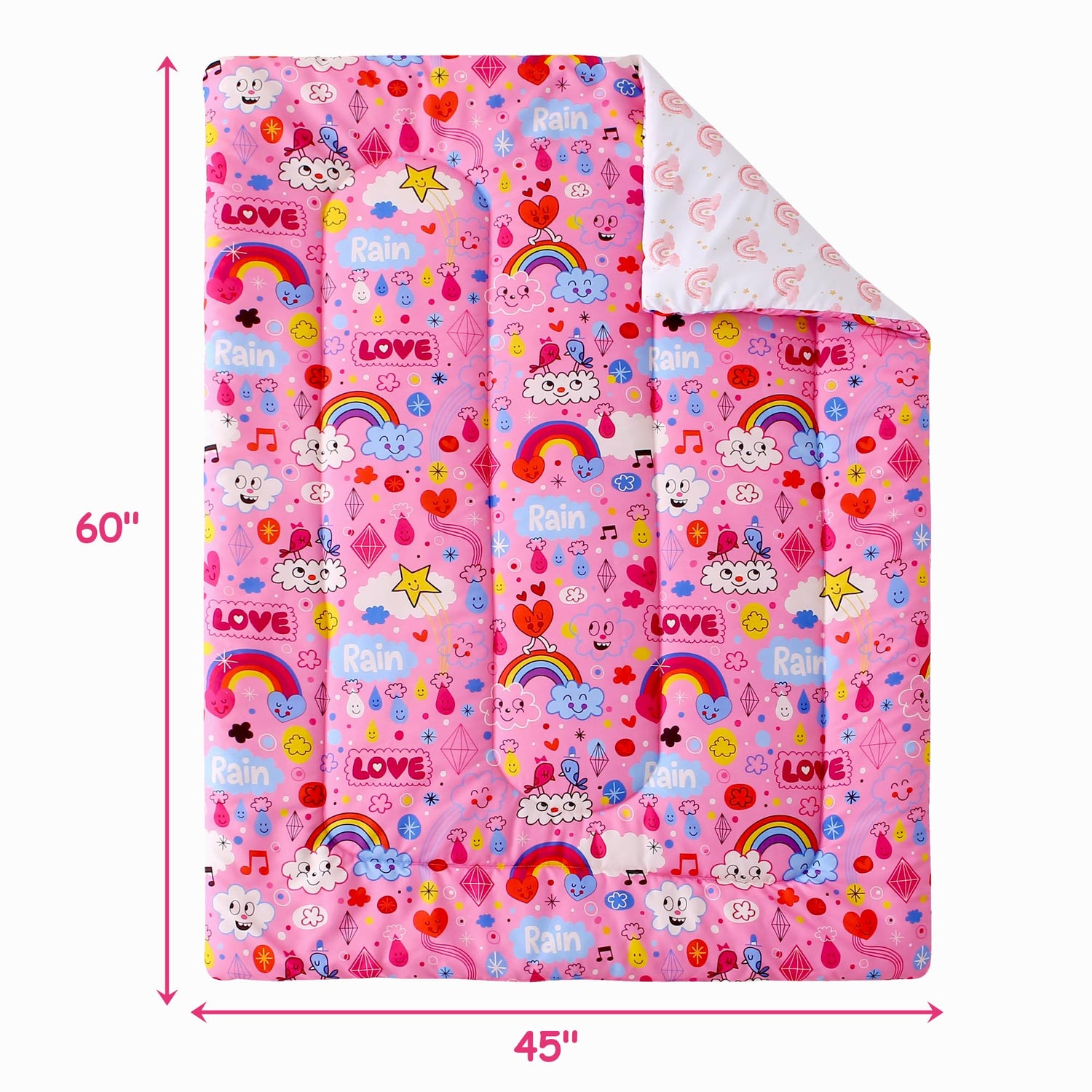 Pink Rainbow Cloud Toddler Comforter Set– 4 Piece