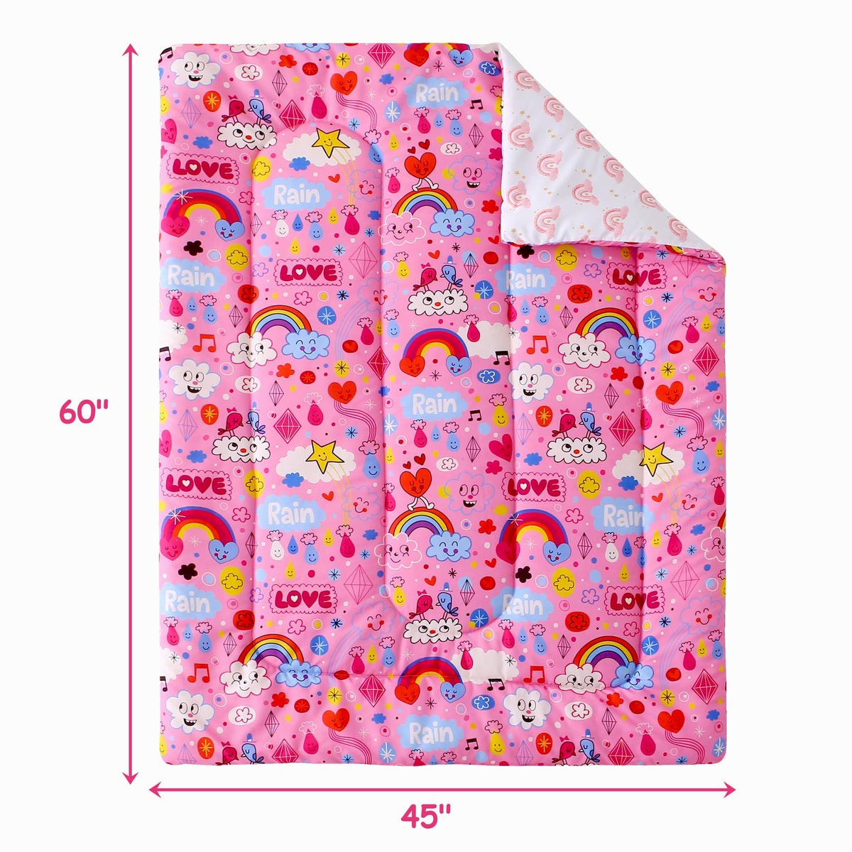 Pink Rainbow Cloud Toddler Comforter Set– 4 Piece