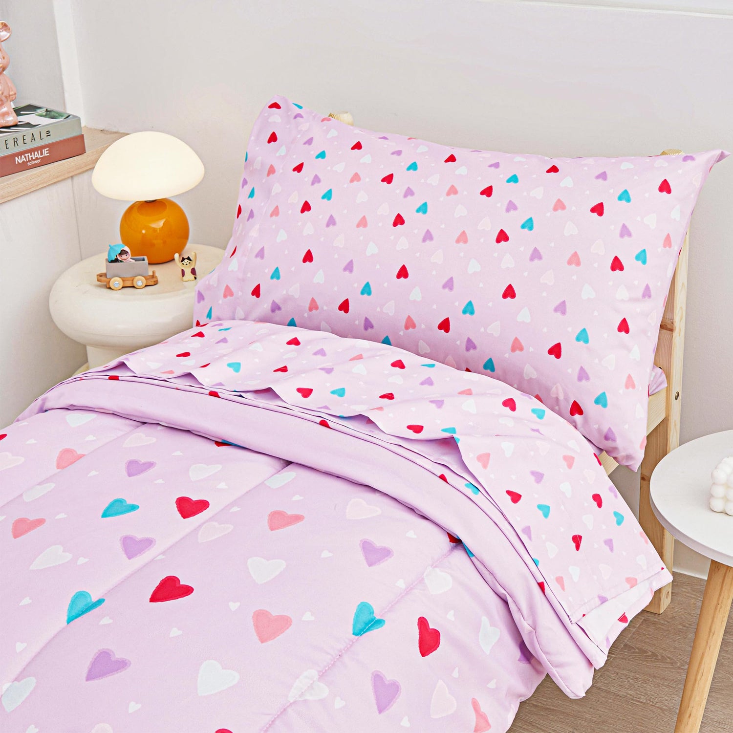 Purple Heart Toddler Comforter Set– 4 Piece