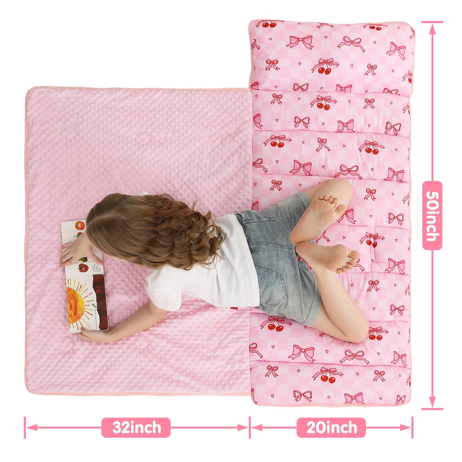Cherry Toddler Nap Mat with Pillow and Blanket
