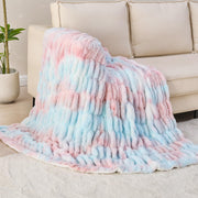Light Pink Blue Warm Fuzzy Faux Fur Blanket