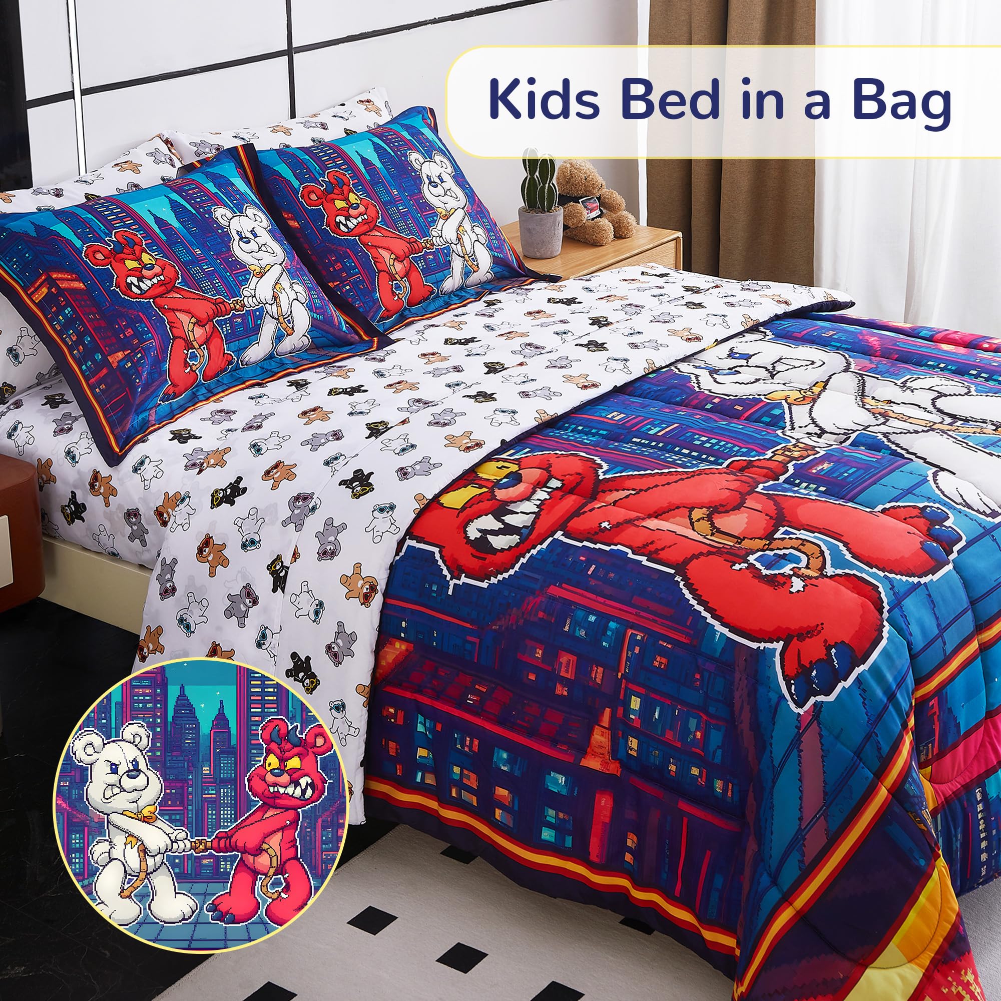 Retro Arcade Game Kids Comforter Sets– 5 or 7 Piece Options