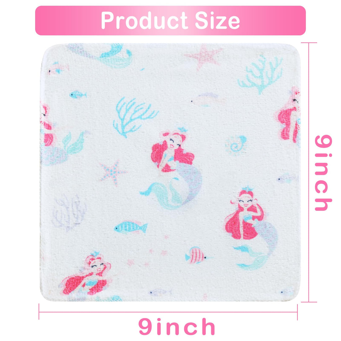 Pink-mermaid 9x9 Baby Washcloths