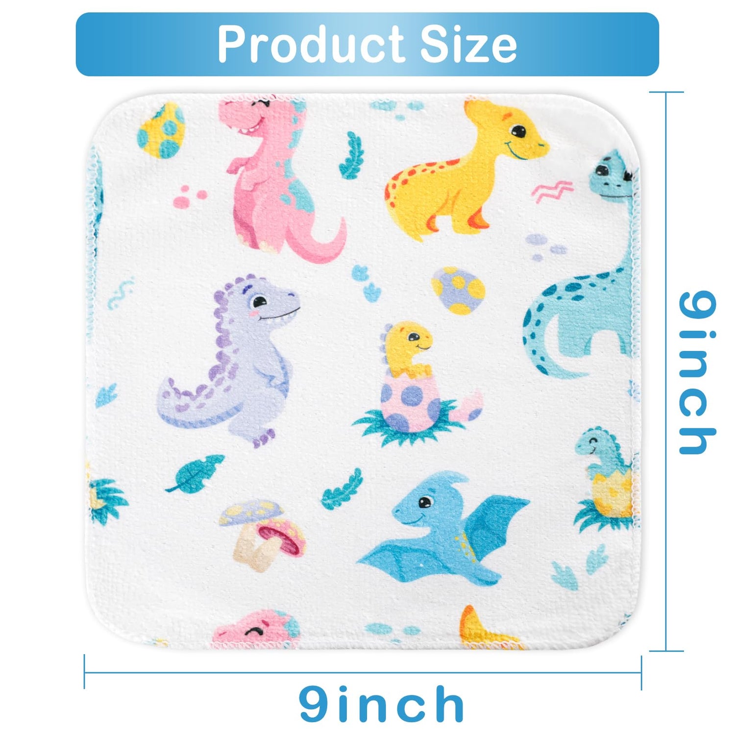 Purple Dinosaur 9x9 Baby Washcloths
