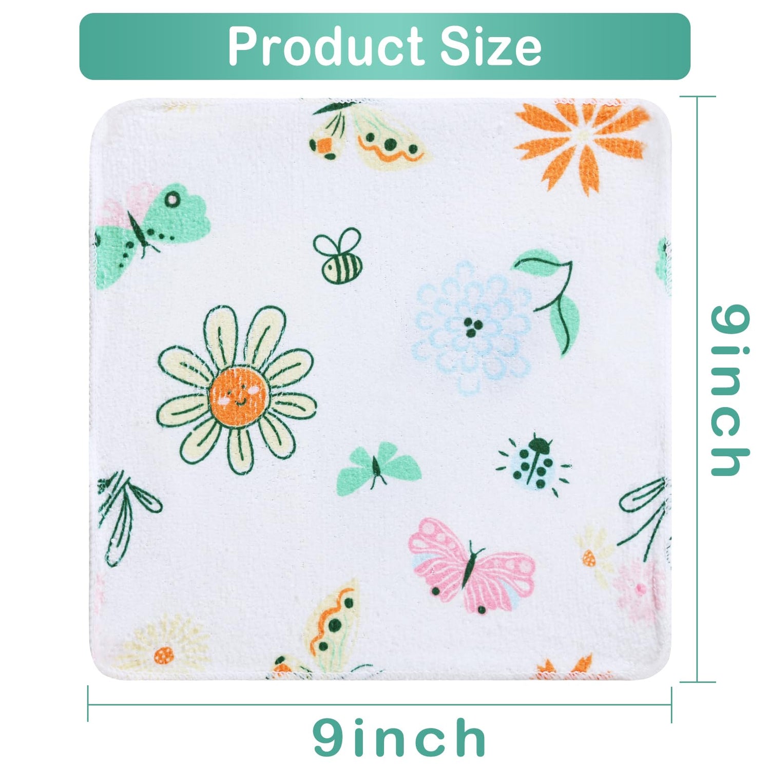 Green-butterfly 9x9 Baby Washcloths
